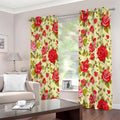 Red Pink Rose Floral Pattern Print Extra Wide Grommet Curtains