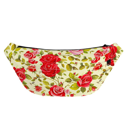 Red Pink Rose Floral Pattern Print Fanny Pack