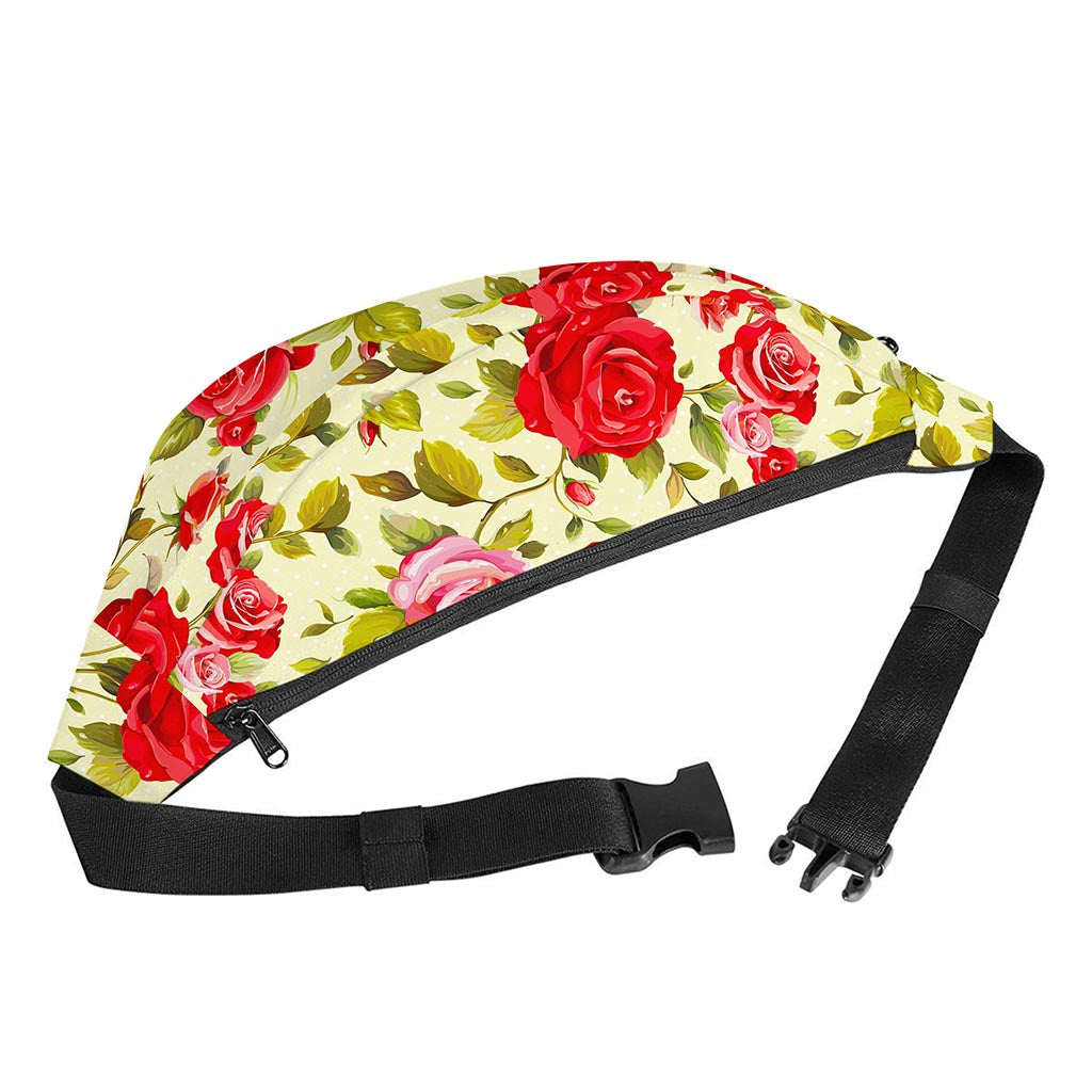 Red Pink Rose Floral Pattern Print Fanny Pack