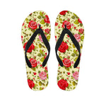 Red Pink Rose Floral Pattern Print Flip Flops