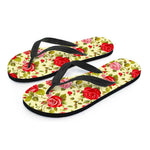 Red Pink Rose Floral Pattern Print Flip Flops