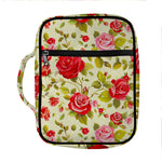 Red Pink Rose Floral Pattern Print Front Pocket Bible Bag