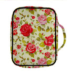 Red Pink Rose Floral Pattern Print Front Pocket Bible Bag