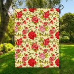 Red Pink Rose Floral Pattern Print Garden Flag