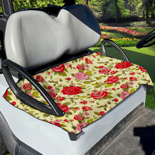 Red Pink Rose Floral Pattern Print Golf Cart Seat Cover