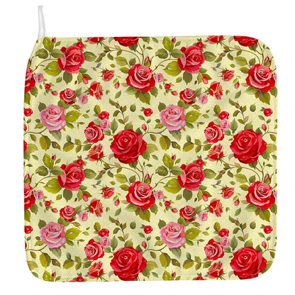 Red Pink Rose Floral Pattern Print Hand Towel