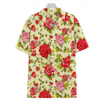 Red Pink Rose Floral Pattern Print Hawaiian Shirt