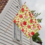 Red Pink Rose Floral Pattern Print House Flag