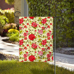 Red Pink Rose Floral Pattern Print House Flag