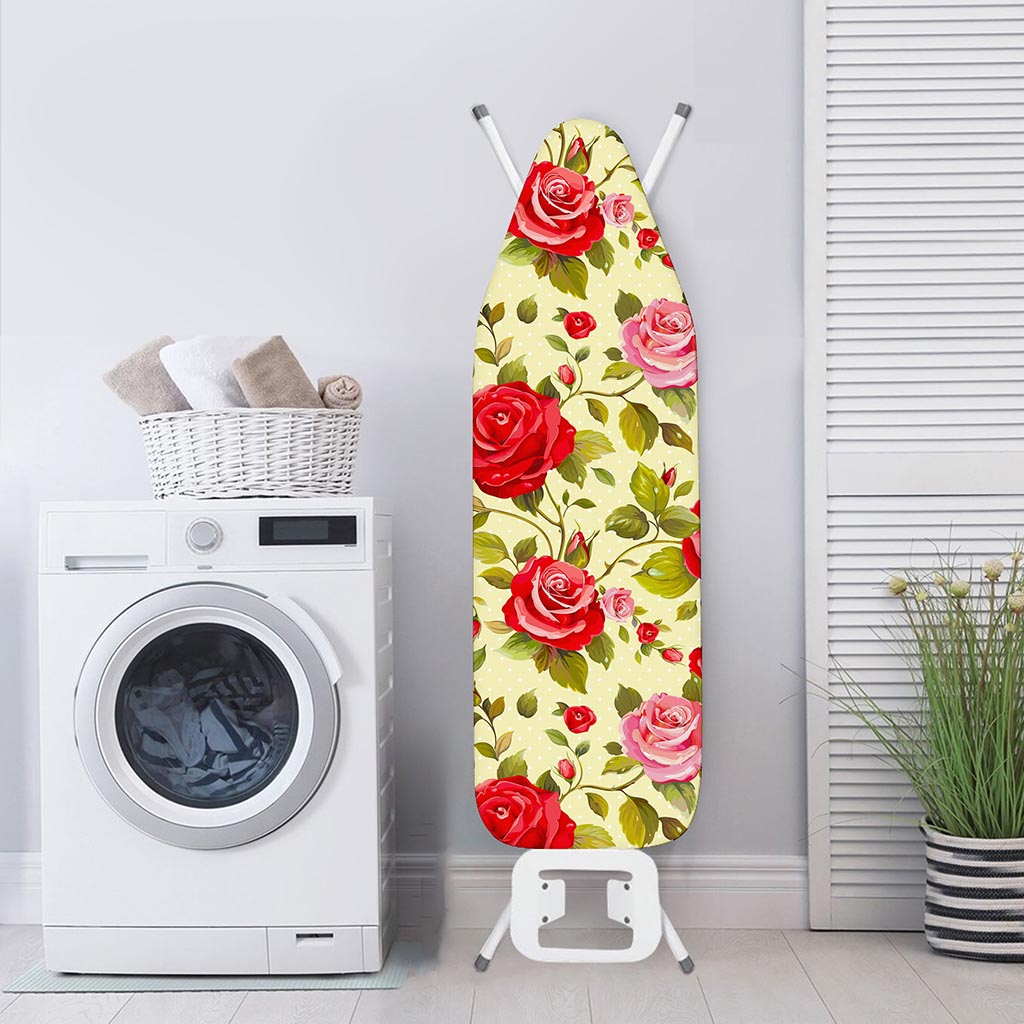 Red Pink Rose Floral Pattern Print Ironing Board Cover