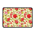 Red Pink Rose Floral Pattern Print Kitchen Mat