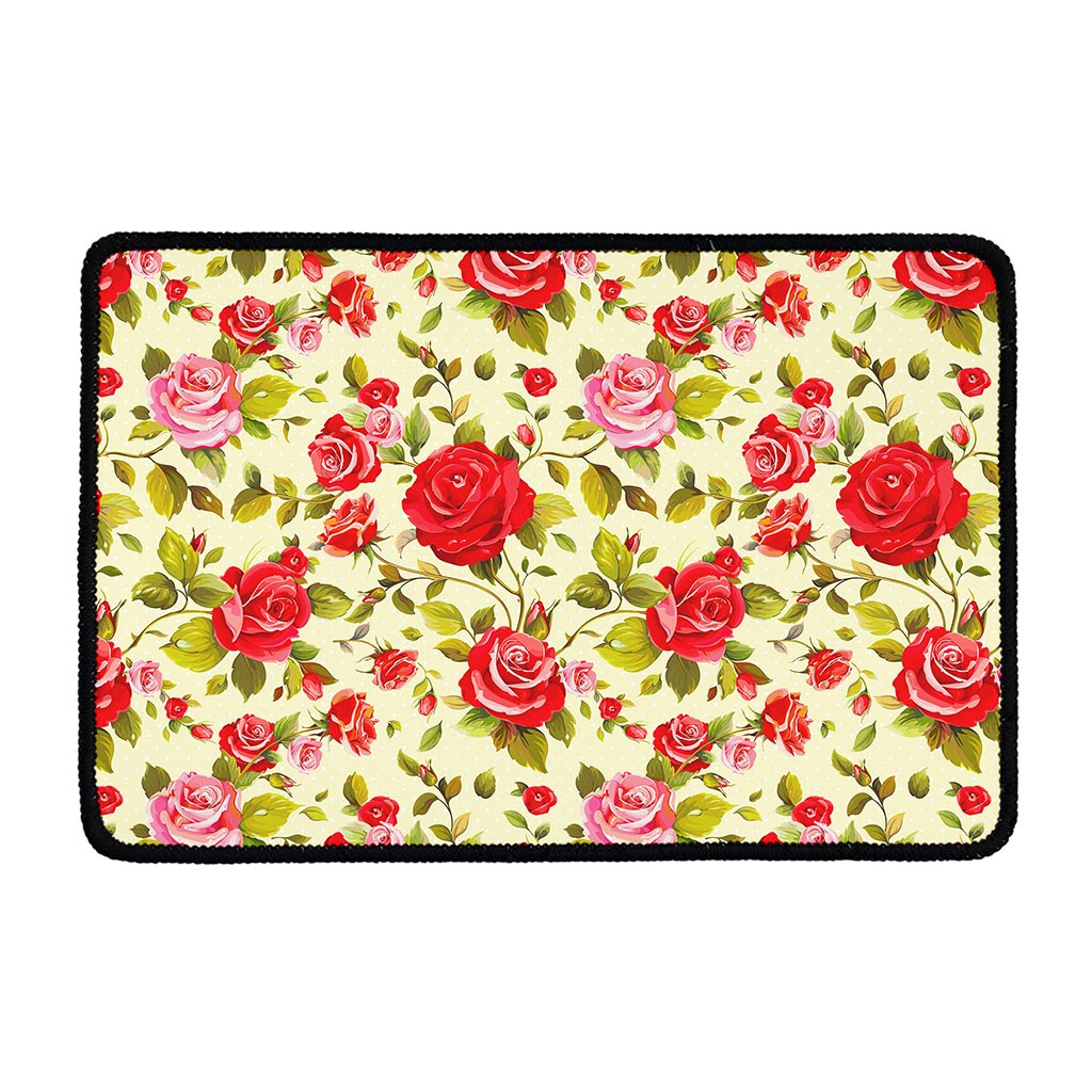 Red Pink Rose Floral Pattern Print Kitchen Mat