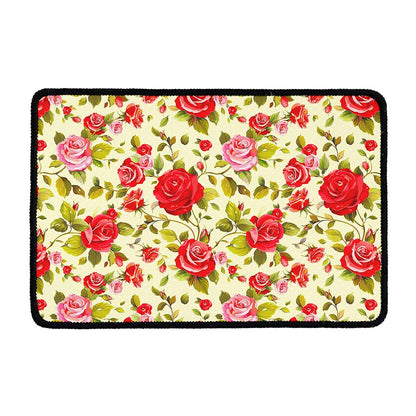 Red Pink Rose Floral Pattern Print Kitchen Mat
