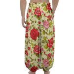 Red Pink Rose Floral Pattern Print Lantern Pants