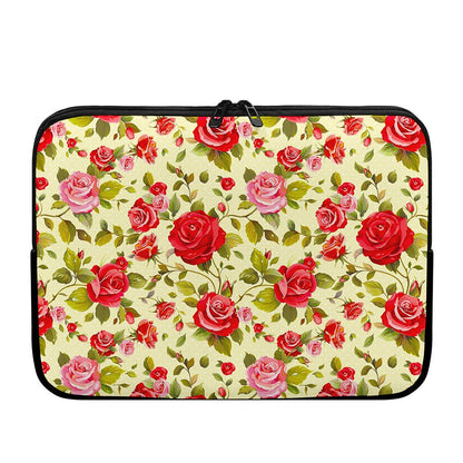 Red Pink Rose Floral Pattern Print Laptop Sleeve