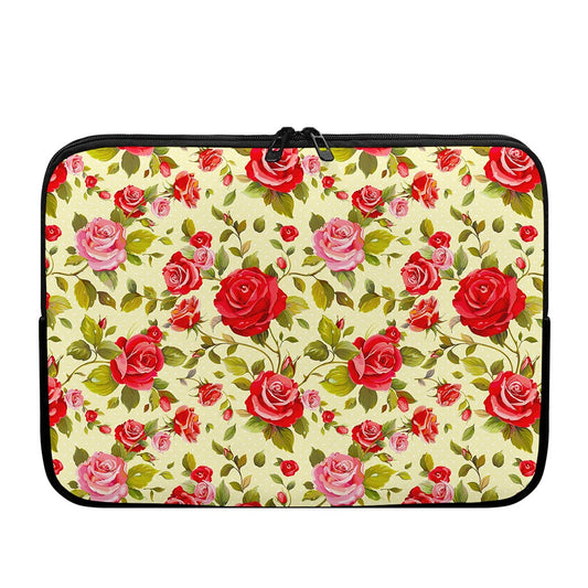 Red Pink Rose Floral Pattern Print Laptop Sleeve