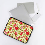 Red Pink Rose Floral Pattern Print Laptop Sleeve