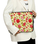 Red Pink Rose Floral Pattern Print Laptop Sleeve