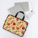 Red Pink Rose Floral Pattern Print Laptop Sleeve With Handle