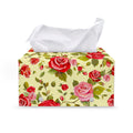 Red Pink Rose Floral Pattern Print Leather Tissue Box Cover