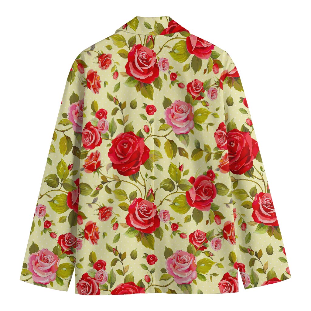 Red Pink Rose Floral Pattern Print Men's Blazer