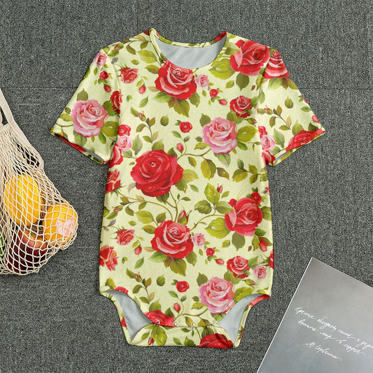 Red Pink Rose Floral Pattern Print Men's Bodysuit