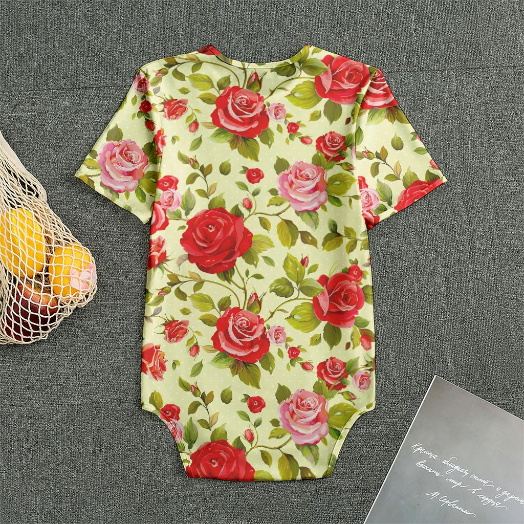 Red Pink Rose Floral Pattern Print Men's Bodysuit