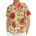Red Pink Rose Floral Pattern Print Men's Deep V-Neck Shirt