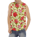 Red Pink Rose Floral Pattern Print Men's Fitness Tank Top