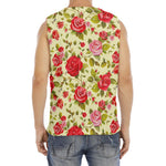 Red Pink Rose Floral Pattern Print Men's Fitness Tank Top