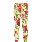 Red Pink Rose Floral Pattern Print Men's leggings