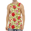 Red Pink Rose Floral Pattern Print Men's Muscle Tank Top