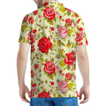 Red Pink Rose Floral Pattern Print Men's Polo Shirt
