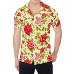 Red Pink Rose Floral Pattern Print Men's Shirt
