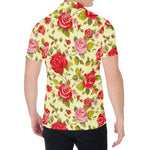 Red Pink Rose Floral Pattern Print Men's Shirt