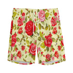 Red Pink Rose Floral Pattern Print Men's Sports Shorts