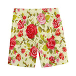 Red Pink Rose Floral Pattern Print Men's Sports Shorts