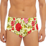 Red Pink Rose Floral Pattern Print Men's Triangle Swim Briefs