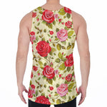 Red Pink Rose Floral Pattern Print Men's Velvet Tank Top