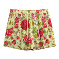 Red Pink Rose Floral Pattern Print Mesh Shorts