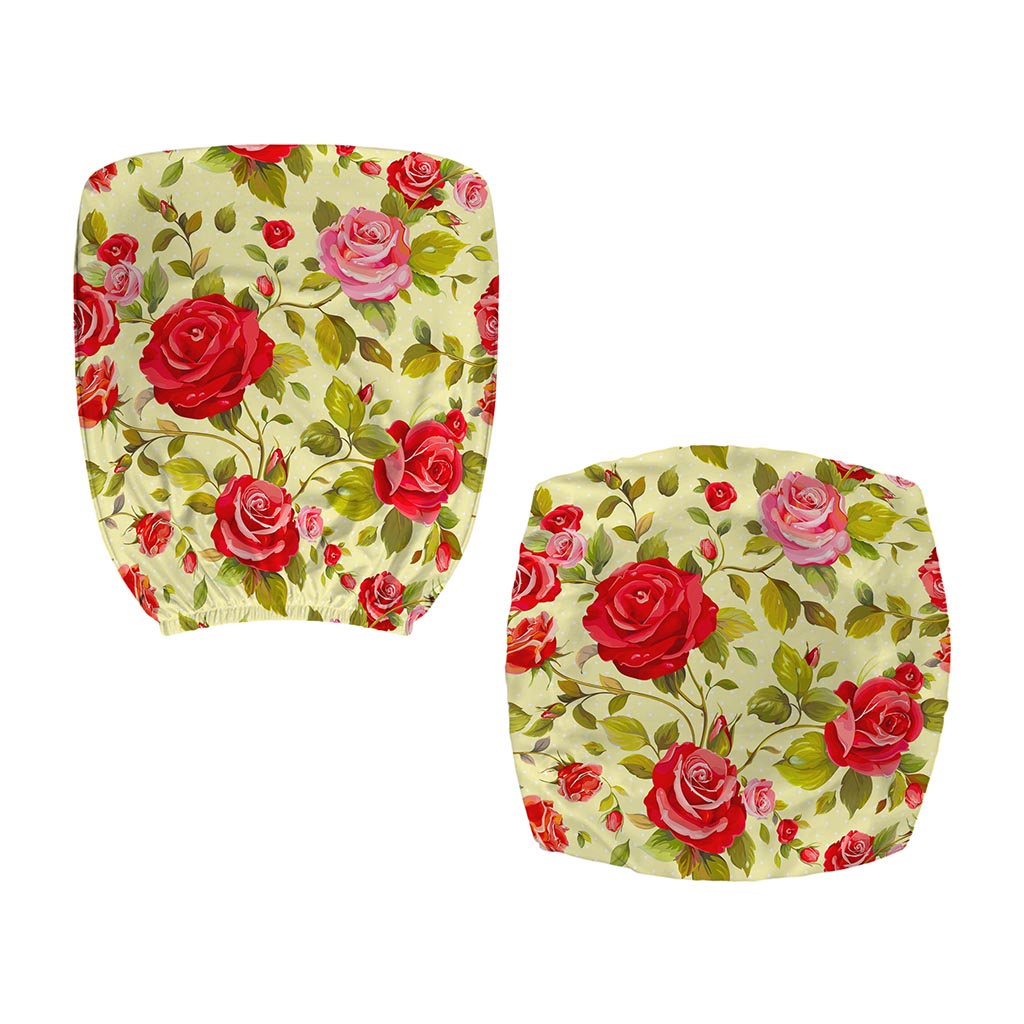 Red Pink Rose Floral Pattern Print Office Chair Cover