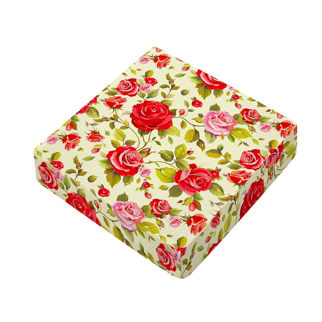 Red Pink Rose Floral Pattern Print Outdoor Seat Cushion Cover