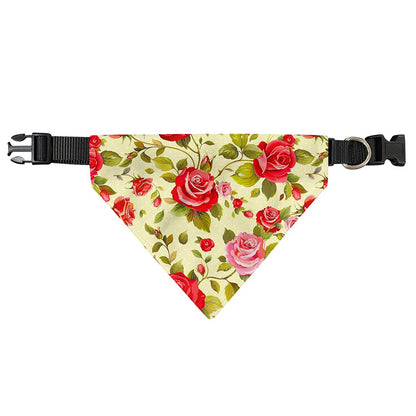 Red Pink Rose Floral Pattern Print Over The Collar Dog Bandana