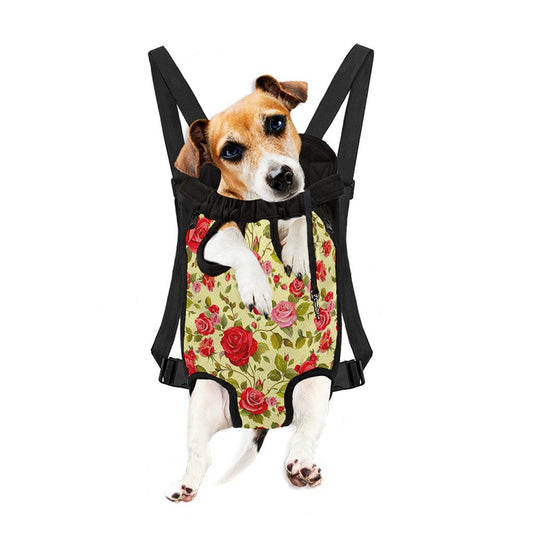 Red Pink Rose Floral Pattern Print Pet Carrier Backpack