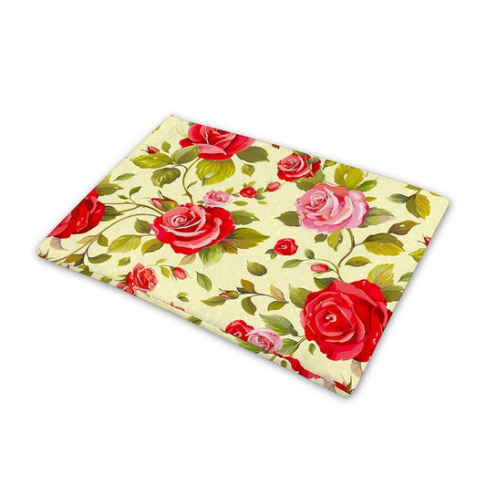 Red Pink Rose Floral Pattern Print Pet Cooling Mat Cover