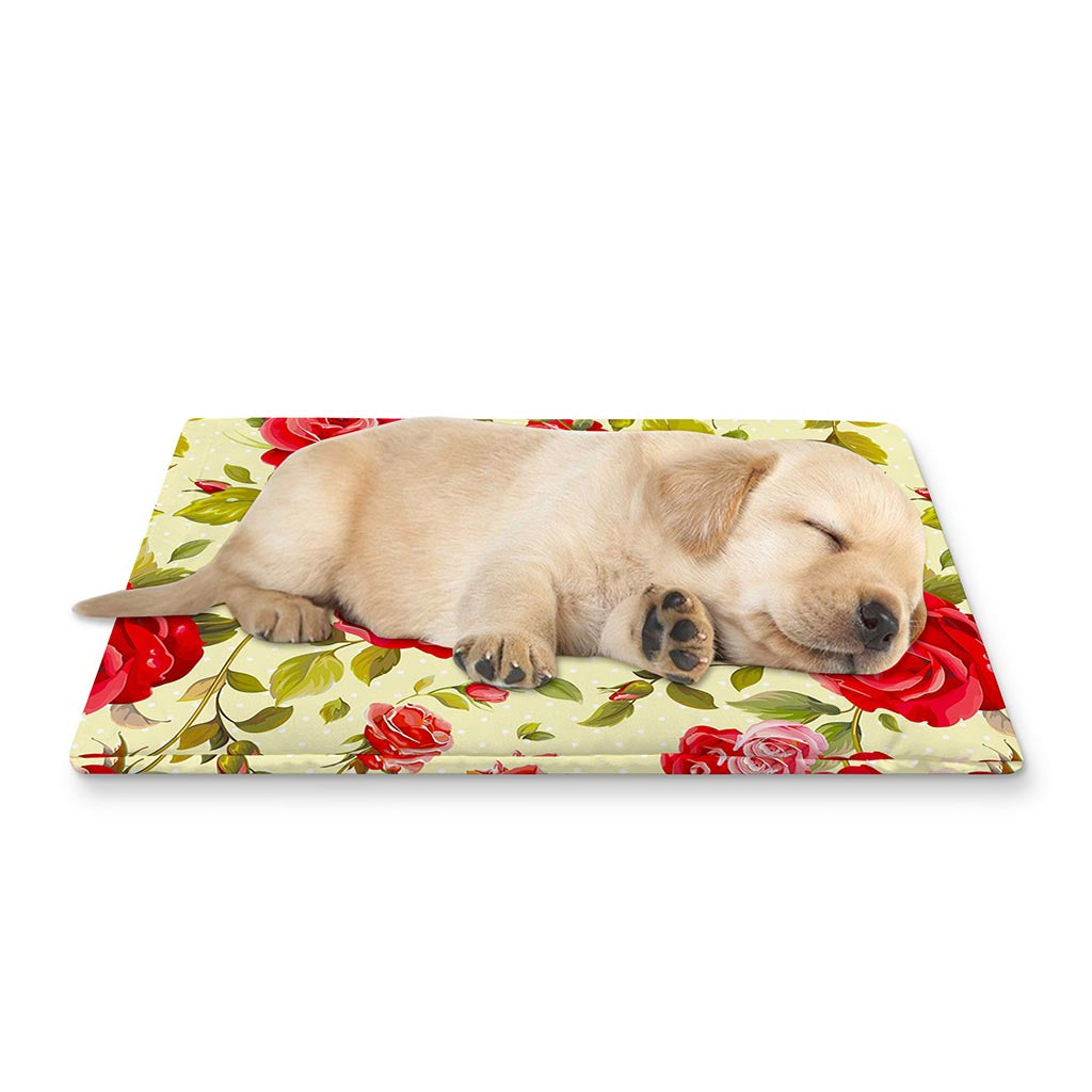 Red Pink Rose Floral Pattern Print Pet Cooling Mat Cover