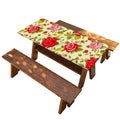 Red Pink Rose Floral Pattern Print Picnic Table Cover