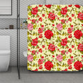 Red Pink Rose Floral Pattern Print Polyester Shower Curtain