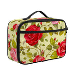 Red Pink Rose Floral Pattern Print Portable Lunch Bag