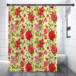 Red Pink Rose Floral Pattern Print Premium Shower Curtain